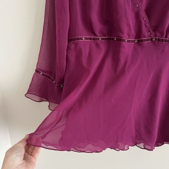 Faded Glory Y2K Babydoll Top Bell Sleeves Sz M Y2K Fairy Grunge Whimsigoth Sheer - Picture 8 of 11